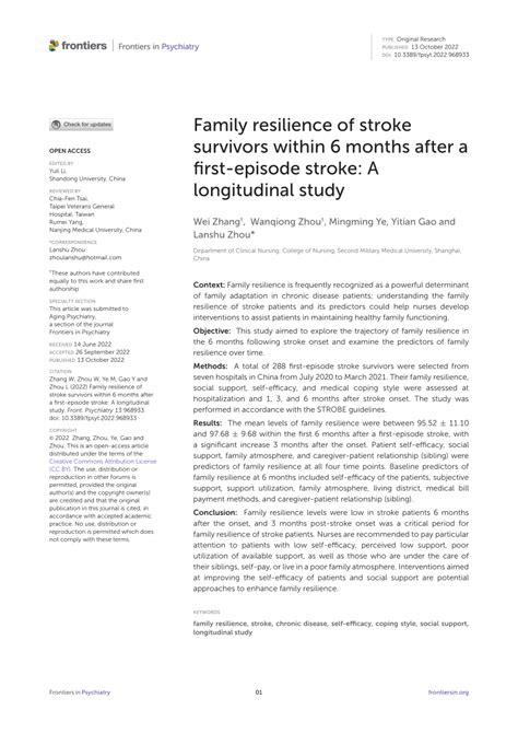 family stroke 2022|Family resilience of stroke survivors within 6 months after a first ...